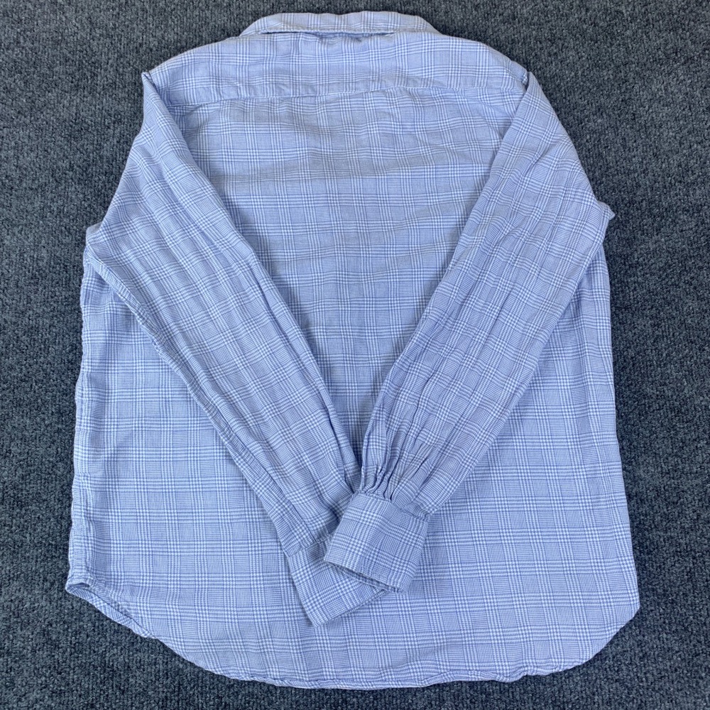 Frank & Eileen Eileen Blue Plaid Cotton Cashmere Button Up‎ Shirt Womens XS - Picture 10 of 11